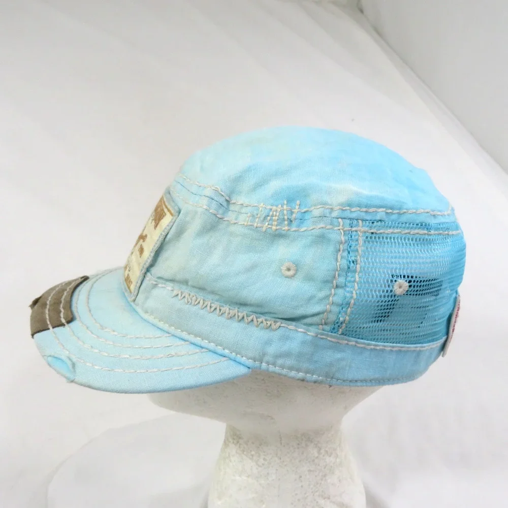 True Religion Jeans Brand Hat Cap Blue-Aqua Hue Logo Patch Front Adjustable Back